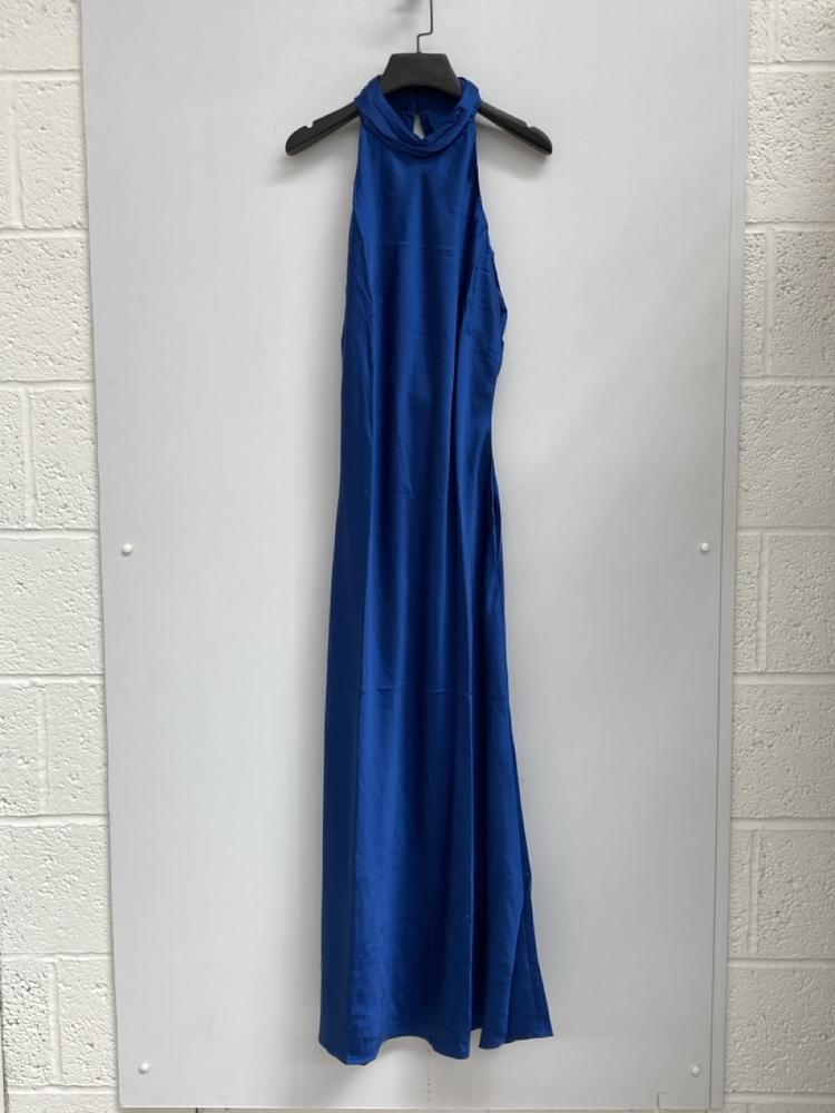 OMNES SEYCHELLES DRAPE BACK DETAIL DRESS IN NAVY U
