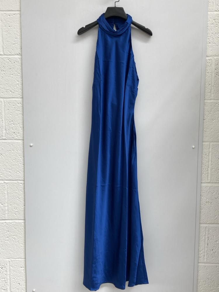 OMNES SEYCHELLES DRAPE BACK DETAIL DRESS IN NAVY U