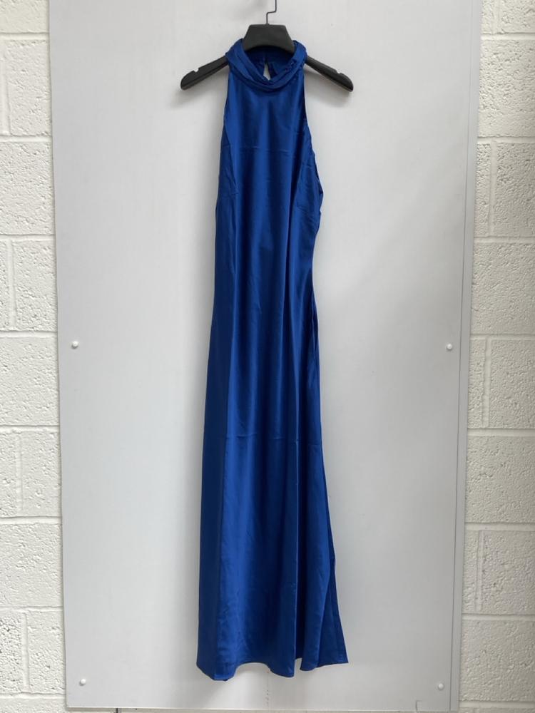 OMNES SEYCHELLES DRAPE BACK DETAIL DRESS IN NAVY U