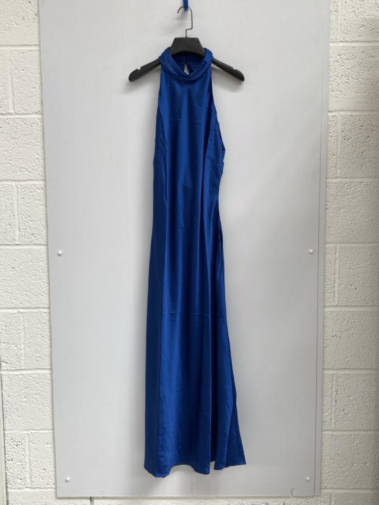 OMNES SEYCHELLES DRAPE BACK DETAIL DRESS IN NAVY U