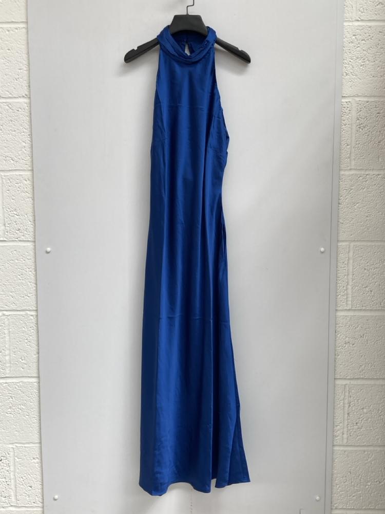 OMNES SEYCHELLES DRAPE BACK DETAIL DRESS IN NAVY U