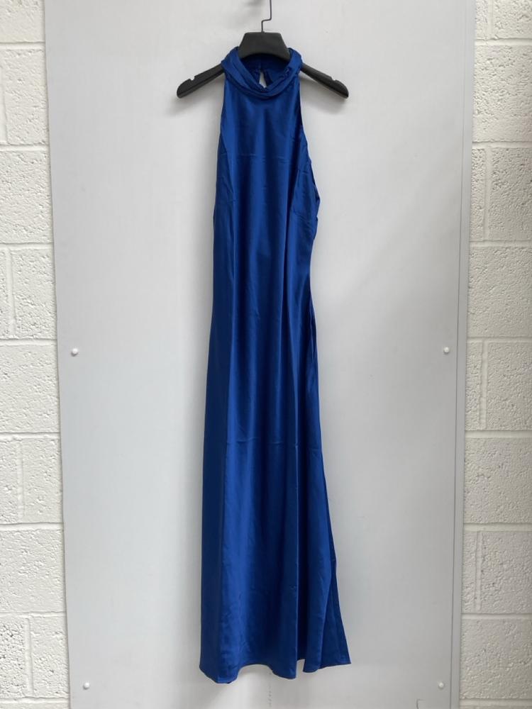 OMNES SEYCHELLES DRAPE BACK DETAIL DRESS IN NAVY U