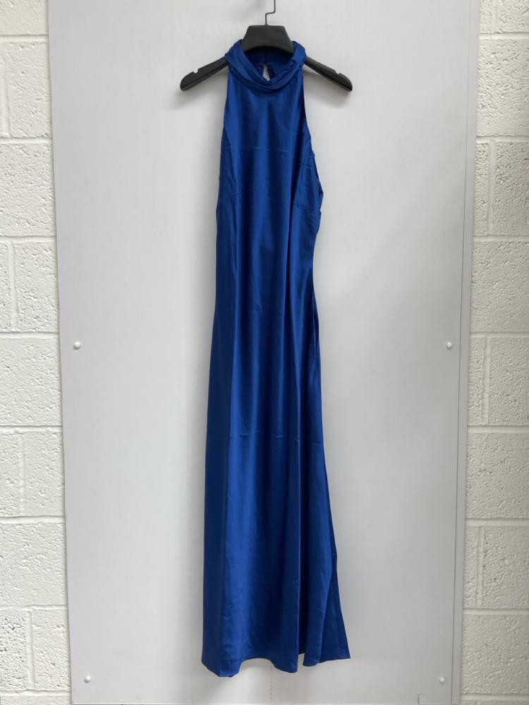 OMNES SEYCHELLES DRAPE BACK DETAIL DRESS IN NAVY U
