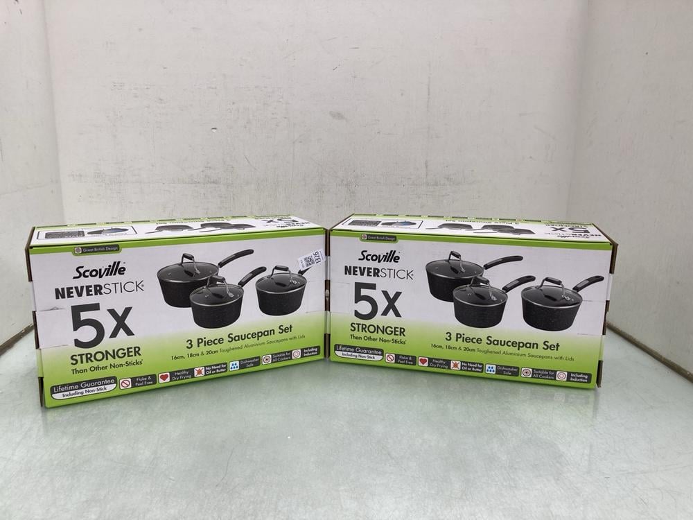 2 X SCOVILLE 3 PIECE SAUCEPAN SETS: LOCATION - A57