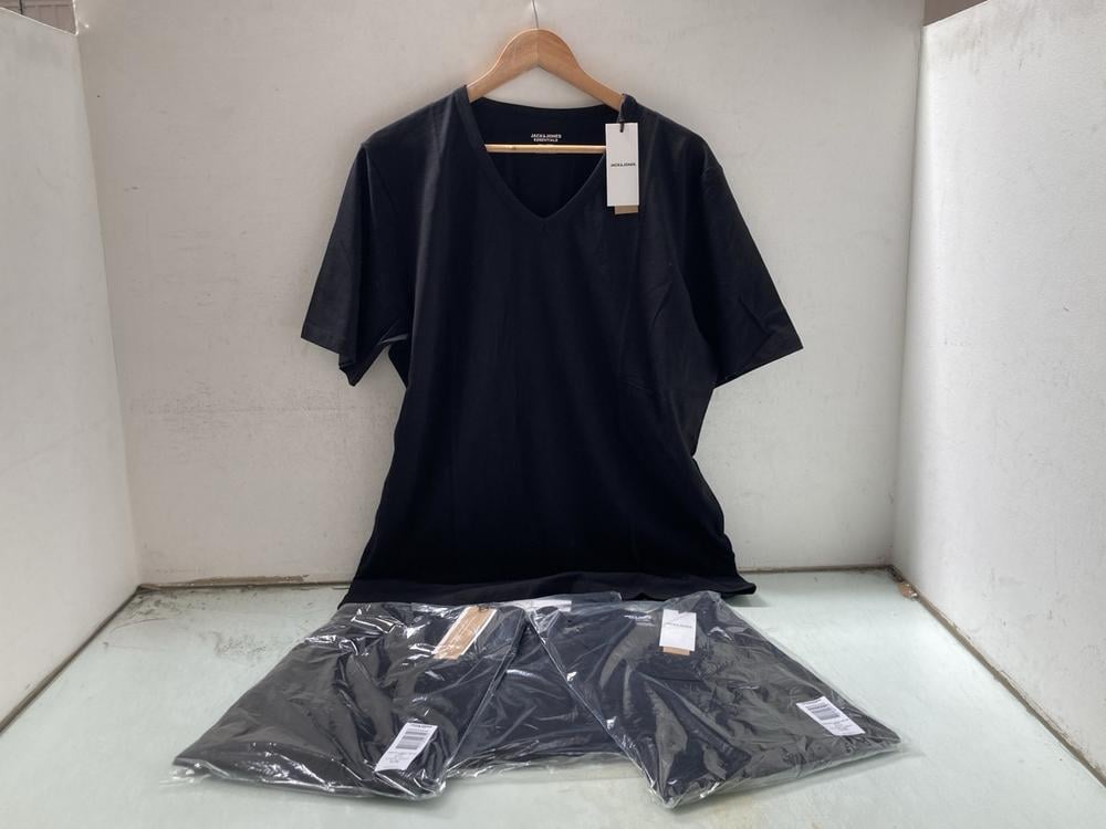 4 X JACK & JONES V NECK SHORT SLEEVE T SHIRTS IN B