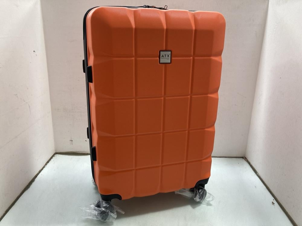 ATX LARGE ORANGE HARDSHELL 4 WHEELED SUITCASE: LOC