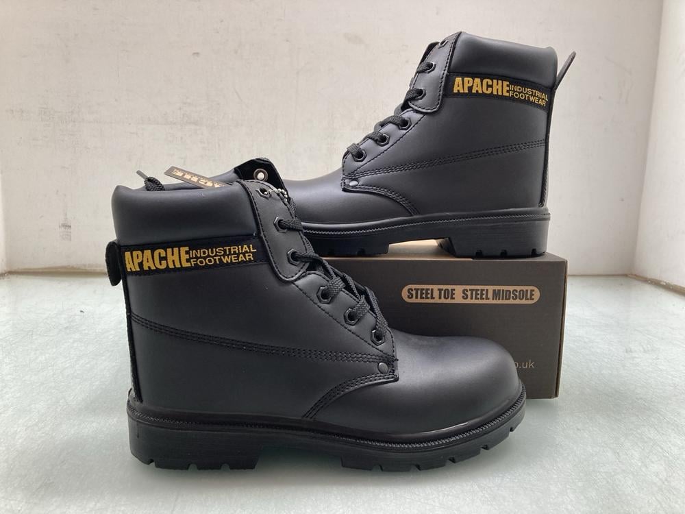 APACHE AP300 BLACK LEATHER STEEL TOE CAP BOOTS UK 