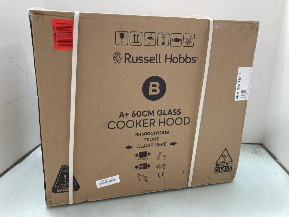 RUSSELL HOBBS RH60GCH92A1B 60CM GLASS COOKER HOOD 