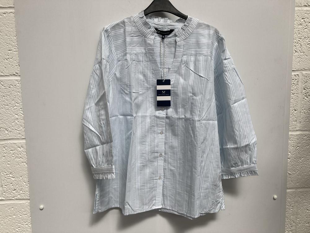 CREW CLOTHING COMPANY 3/4 SLEEVE STRIPE NOTCH NECK
