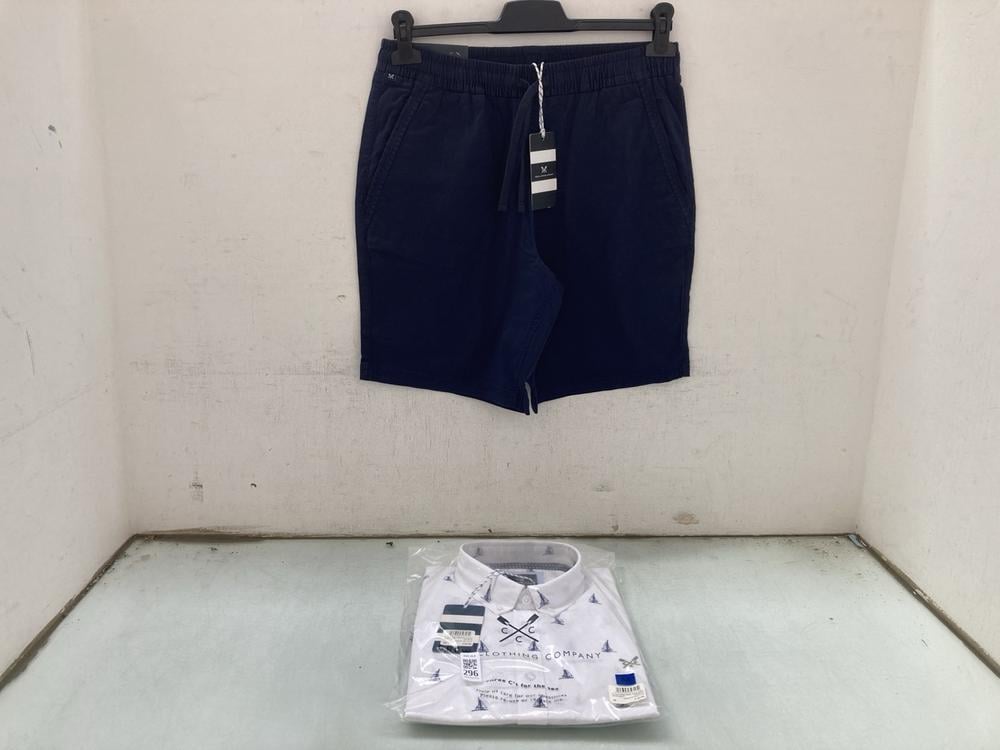 CREW CLOTHING COMPANY TWILL PULL ON SHORTS IN NAVY