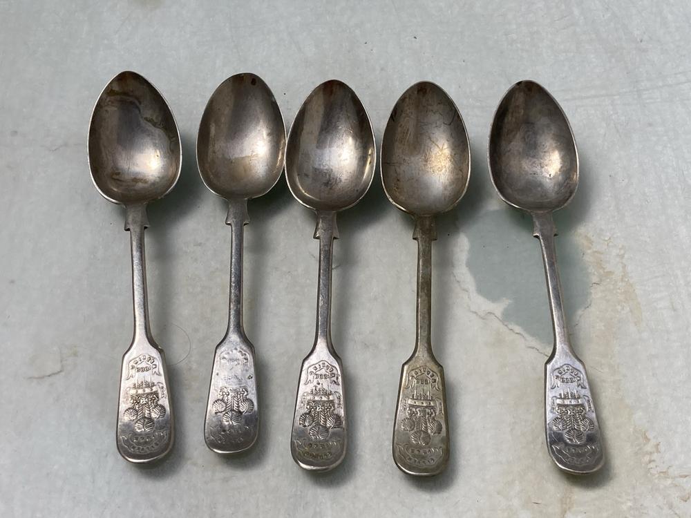 5 X SHEFFIELD SILVER TEASPOONS - TOTAL WEIGHT 70 G