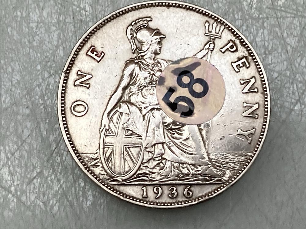 1936 GEORGE V SILVER DIPPED PENNY: LOCATION - A16