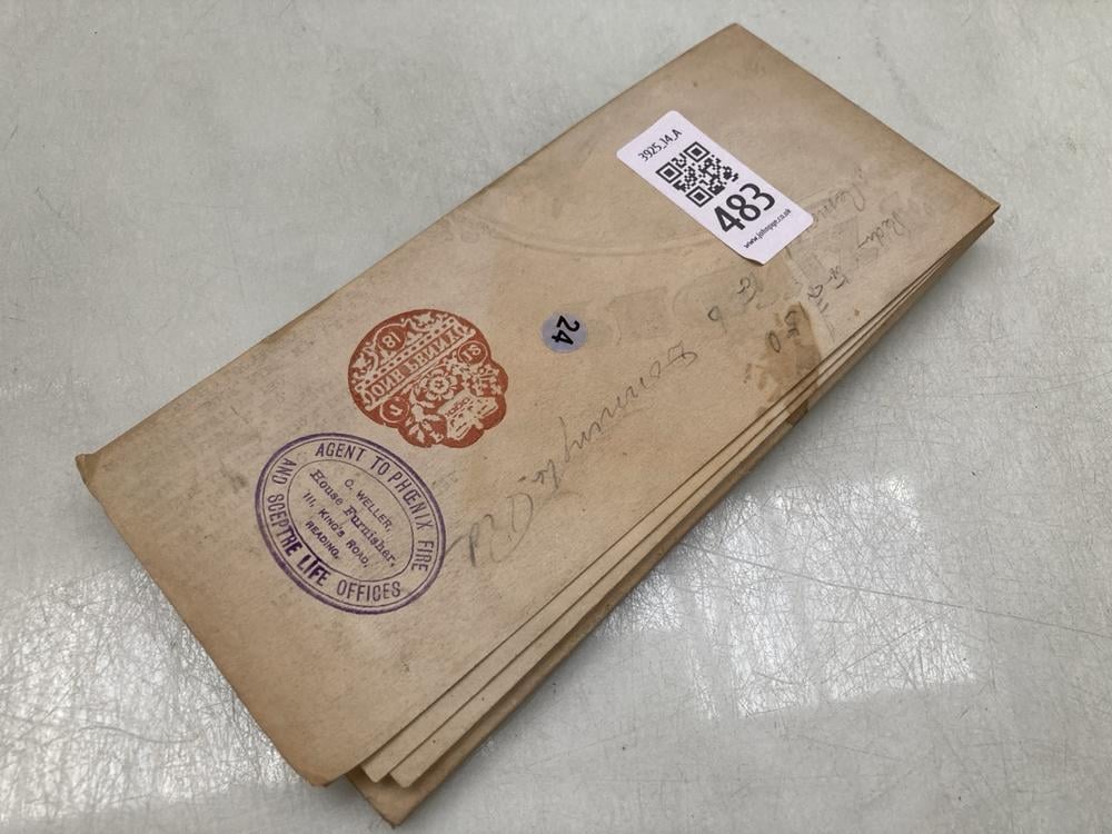A LARGE FIRE INSURANCE DOCUMENT, 1880'S WITH EXTEN