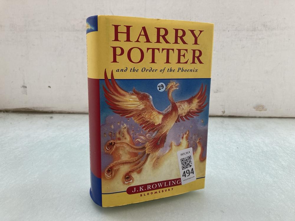 FIRST EDITION BOOK BY J.K. ROWLING, HARDBACK WITH 