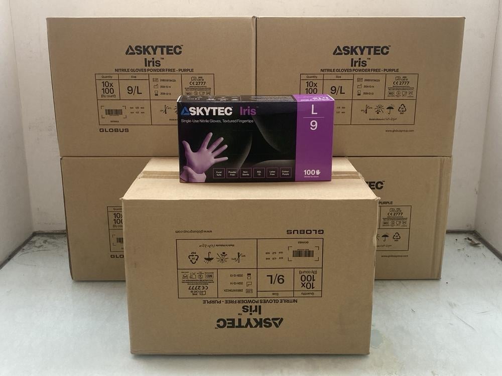 5 X BOXES OF SKYTEC IRIS NITRILE POWDER FREE GLOVE