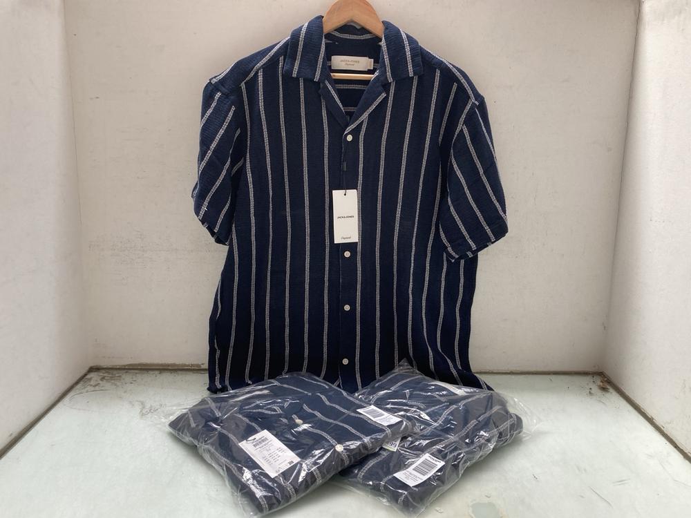 3 X JACK & JONES COBA STRIPE RESORT SHIRT IN SKY C