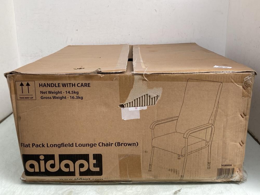 AIDAPT FLAT PACK LONGFIELD LOUNGE CHAIR IN BROWN: 