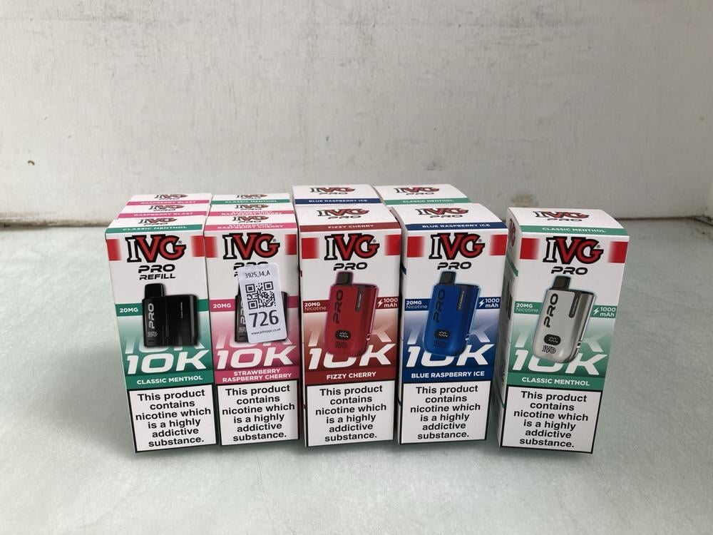 QTY OF IVG PRO VAPES IN VARIOUS FLAVOURS TO INCLUD