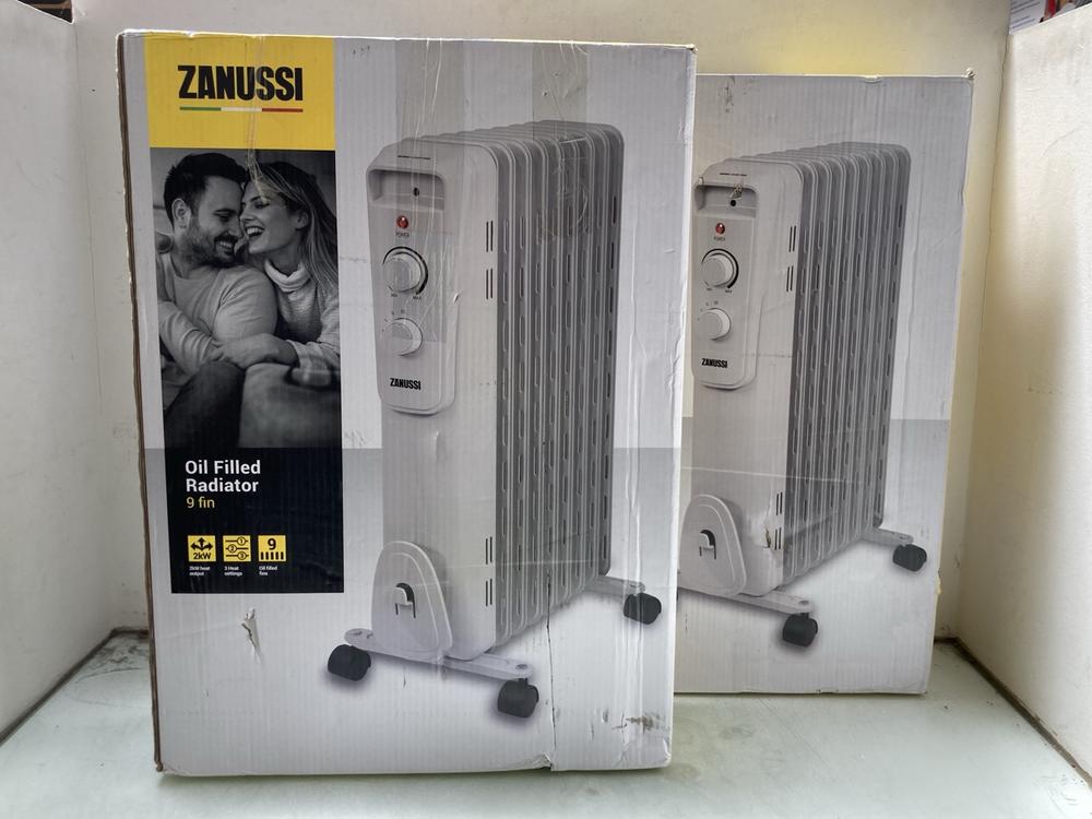 2 X ZANUSSI 9 FIN OIL FILLED RADIATORS IN WHITE: L