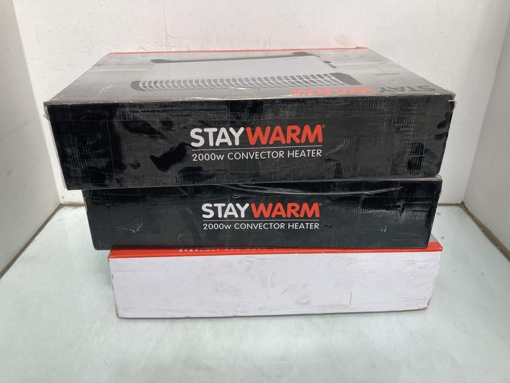 3 X STAY WARM 2000W CONVECTOR HEATERS IN WHITE: LO