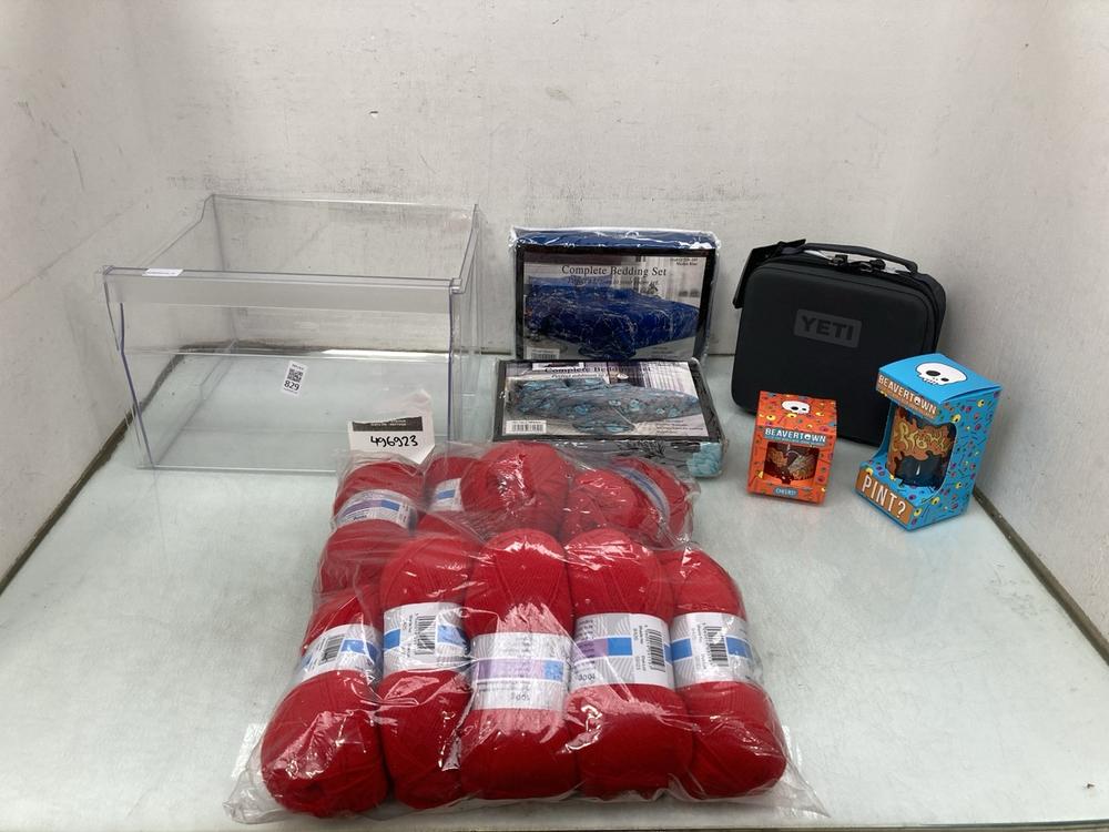 QTY OF ASSORTED ITEMS TO INCLUDE QTY OF RED KNITTI