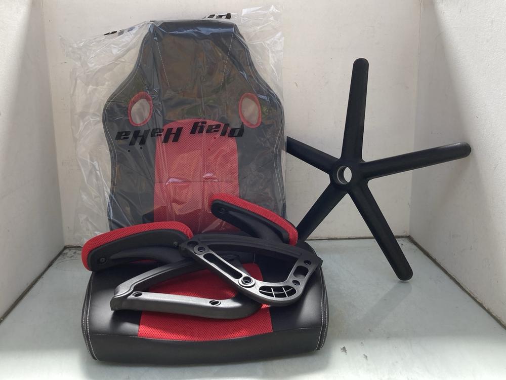 WHEELED OFFICE CHAIR IN BLACK AND RED: LOCATION - 