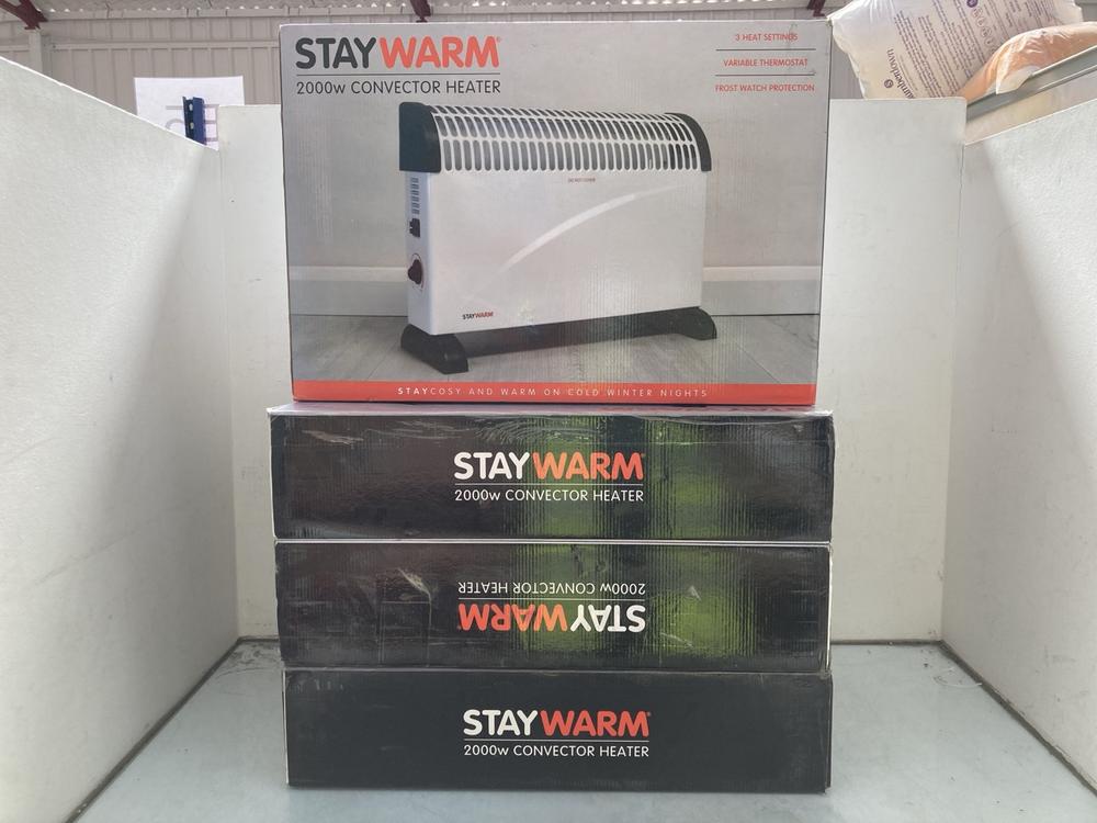 4 X STAYWARM 2000W CONVECTOR HEATERS IN WHITE: LOC