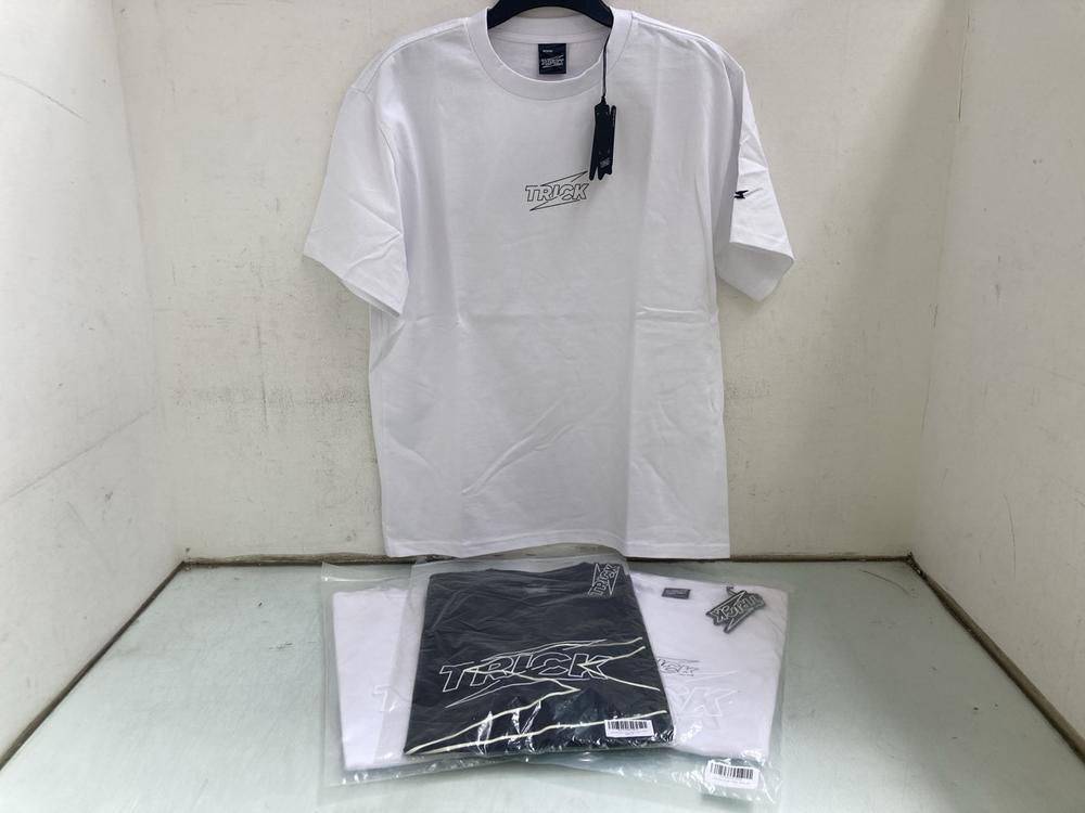 4 X ASSORTED TRICK BOXY LOGO T SHIRTS UK SIZE MEDI
