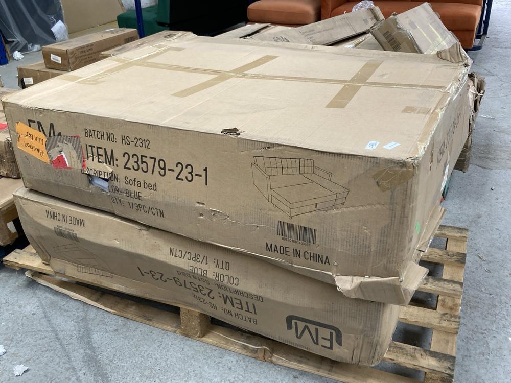 2 X PARTIAL DREAMS SOFA BEDS IN BLUE BOTH BOXES 1 