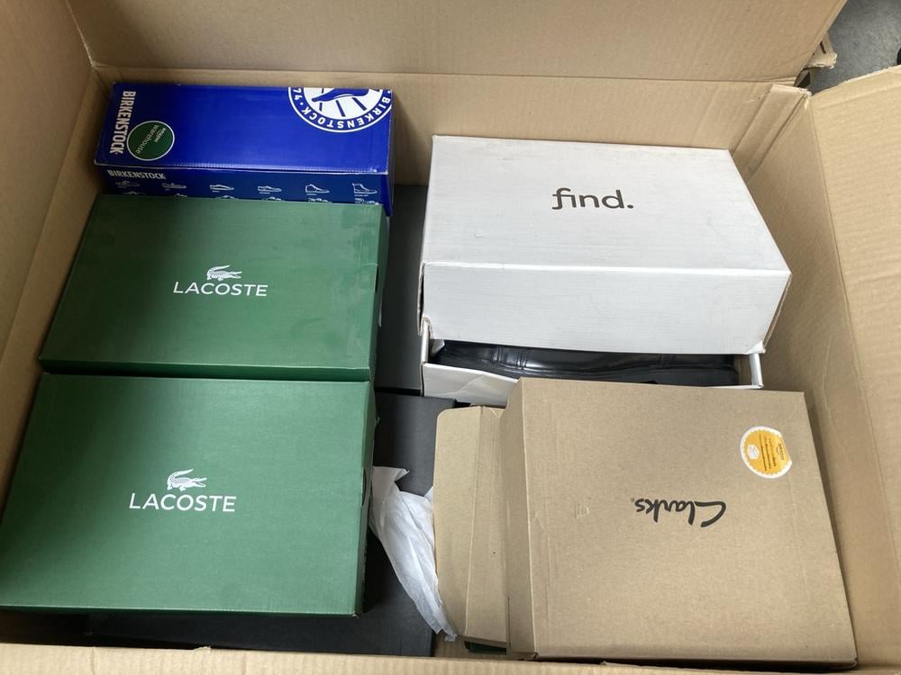 BOX OF ASSORTED FOOTWEAR TO INCLUDE LACOSTE TRAINE
