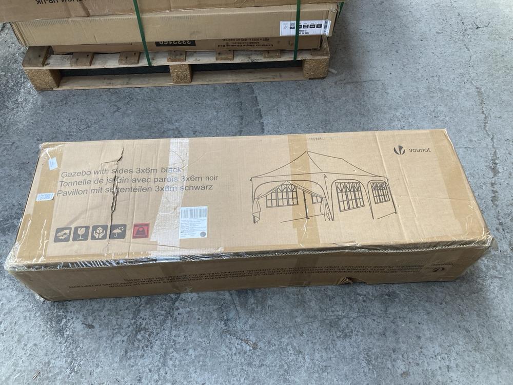 VOUNOT GAZEBO WITH SIDES 3 X 6M IN BLACK - ORIGINA