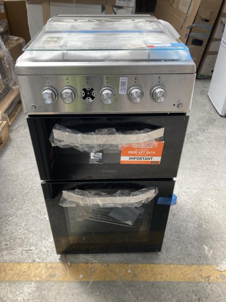 HOTPOINT HDG5GCX 50CM GAS HOB DOUBLE OVEN IN STAIN