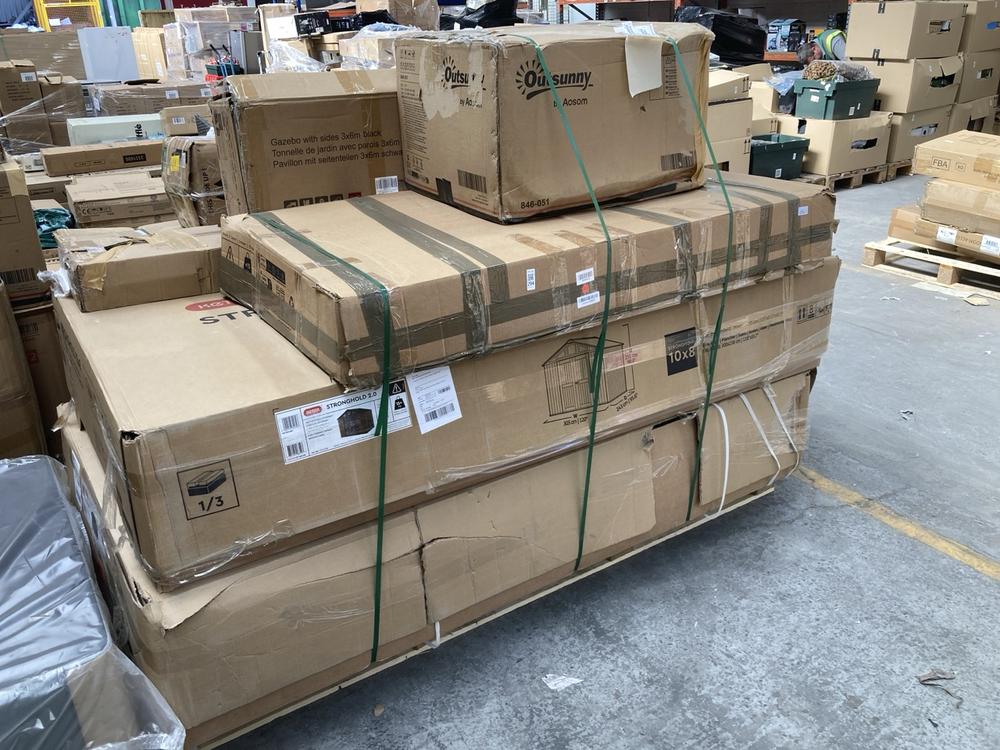 PALLET OF ASSORTED ITEMS TO INCLUDE KETER STRONGHO