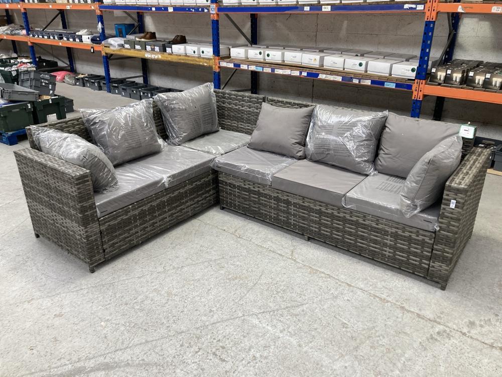 DREAMS RATTAN CORNER SOFA IN GREY WITH GREY CUSHIO