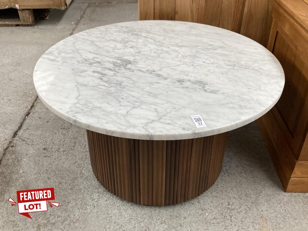 OAK FURNITURELAND ELBA ACACIA AND MARBLE COFFEE TA