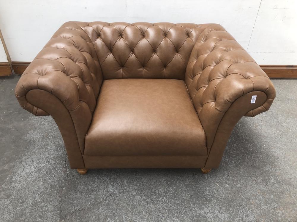 OAK FURNITURELAND MONTGOMERY ARMCHAIR IN CAMEL LEA
