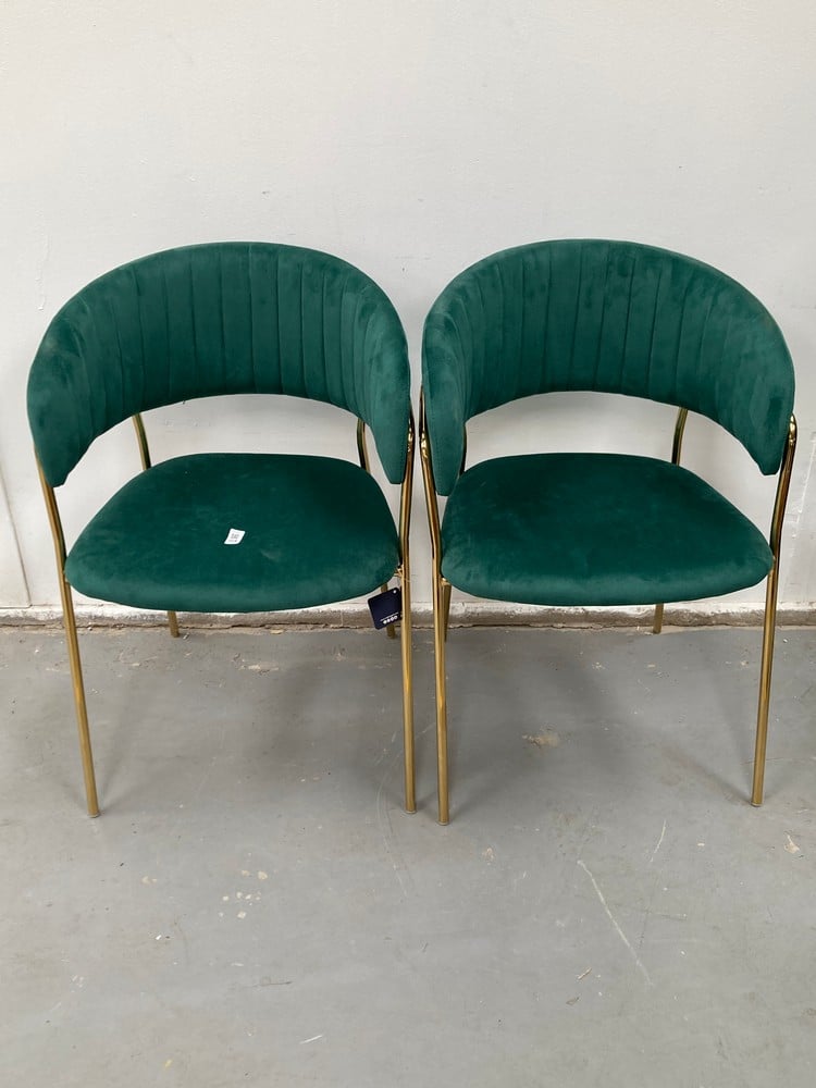 2 X GIFT DECOR GOLD AND GREEN CHAIR 49 X 80.5 X 53