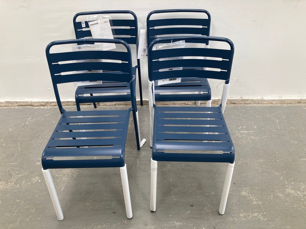 SWEEK STEEL BISTRO GARDEN CHAIRS, SET OF 4