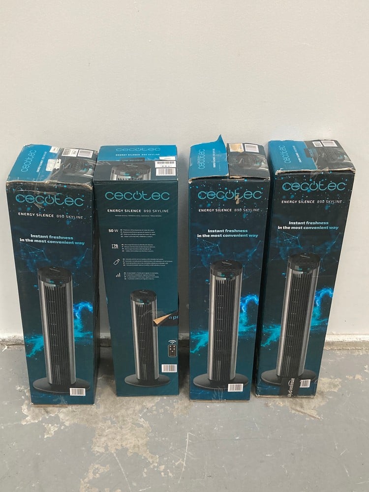 4 X CECOTEC ENERGYSILENCE 890 SKYLINE TOWER FAN WI