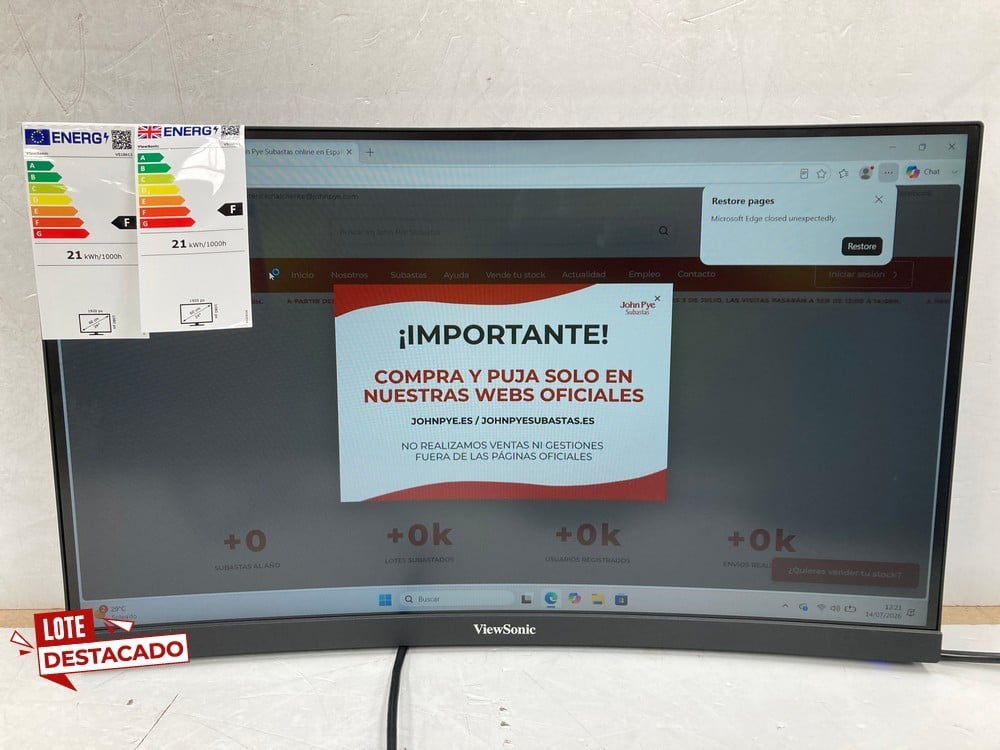 VIEWSONIC VX2468-PC-MHD 24" CURVED HD GAMING MONIT