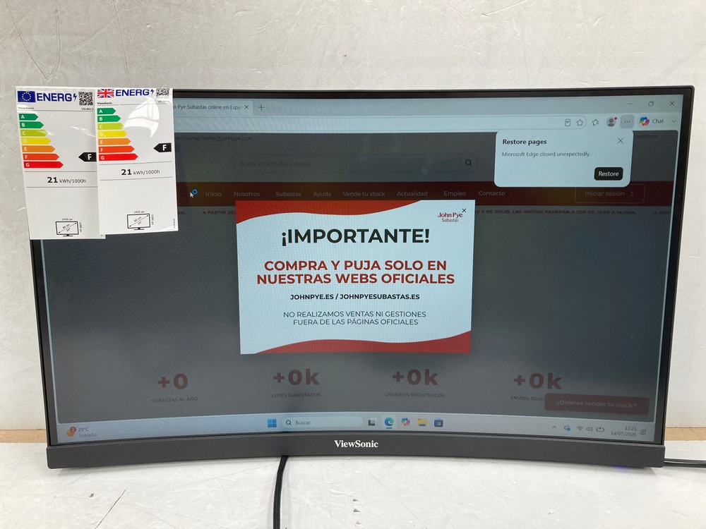 VIEWSONIC VX2468-PC-MHD 24" CURVED HD GAMING MONIT