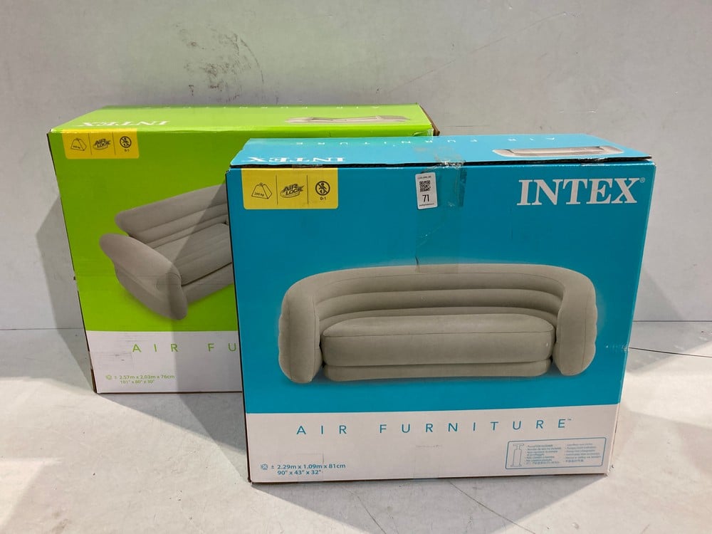 2 X INTEX INFLATABLE SOFAS IN VARIOUS STYLES, INCL