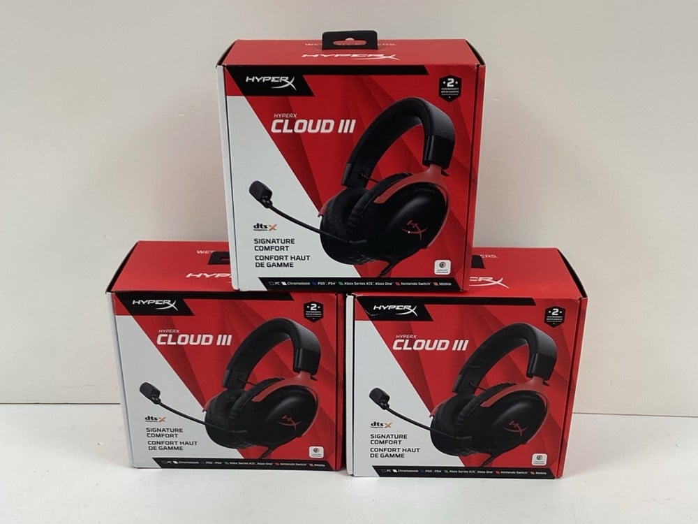 3 X HYPERX CLOUD 3 GAMING HEADSET (ORIGINAL RRP: €