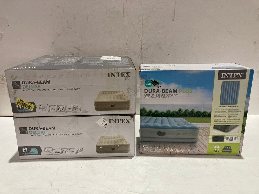 3 X INTEX INFLATABLE MATTRESSES IN VARIOUS STYLES,