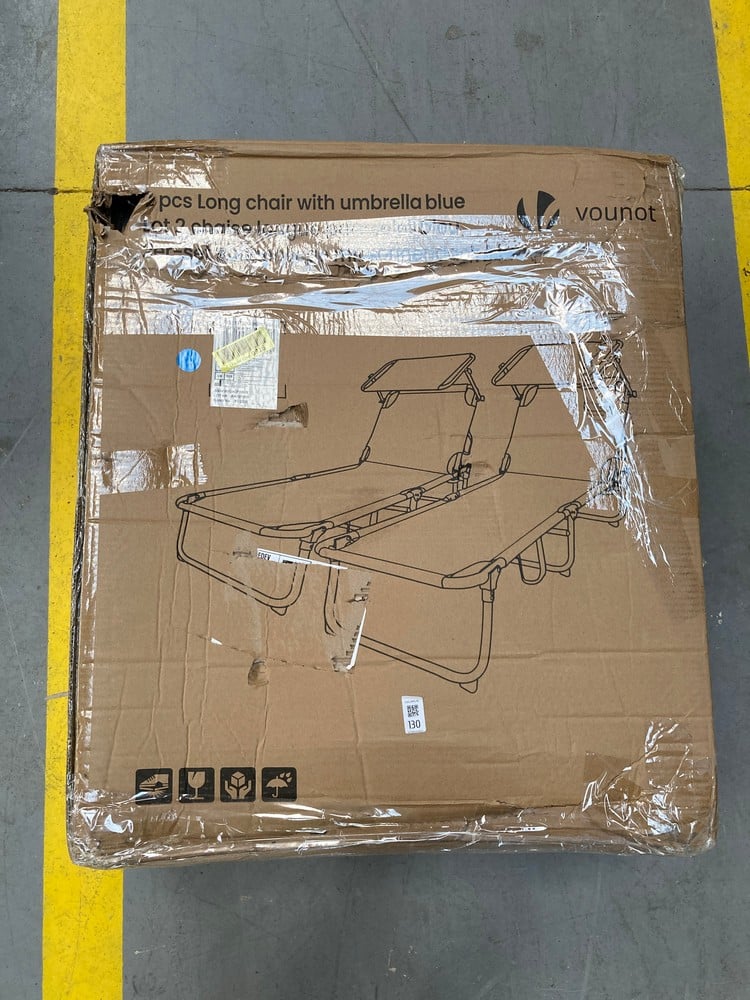 VOUNOT SET OF 2 FOLDABLE SUN LOUNGERS WITH ADJUSTA