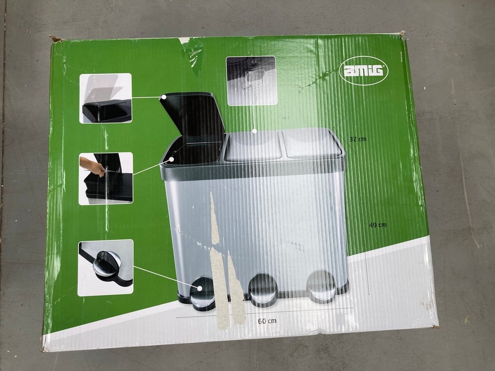 AMIG - TRIPLE-COMPARTMENT PEDAL BIN, 45 LITRES - 3