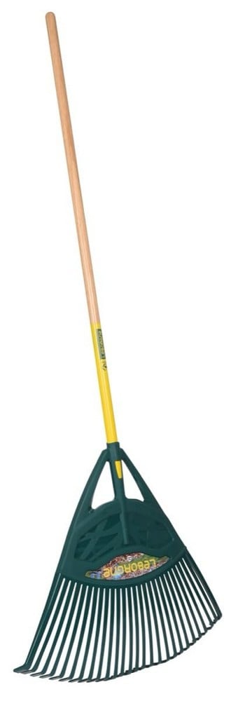 LEBORGNE - XL LAWN BROOM, 27 TINES, WOODEN HANDLE,
