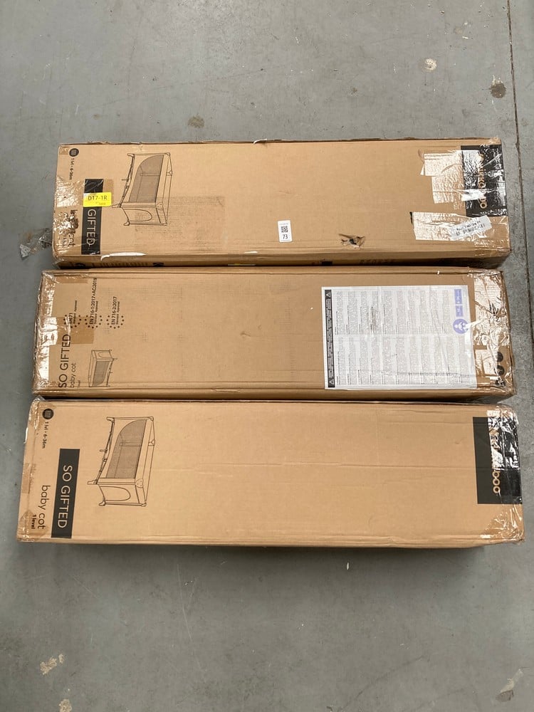 3 X SO GIFTED TRAVEL COT, LEVEL 1, BY KIKKABOO