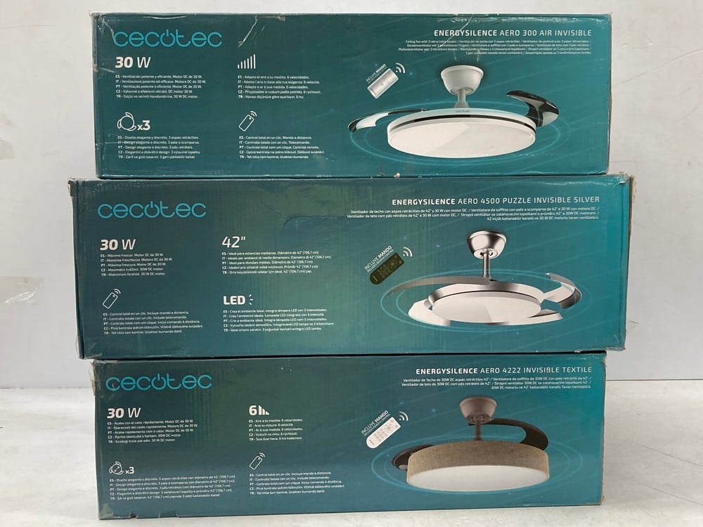 3 X CECOTEC CEILING FANS WITH MULTIPLE MODES, INCL