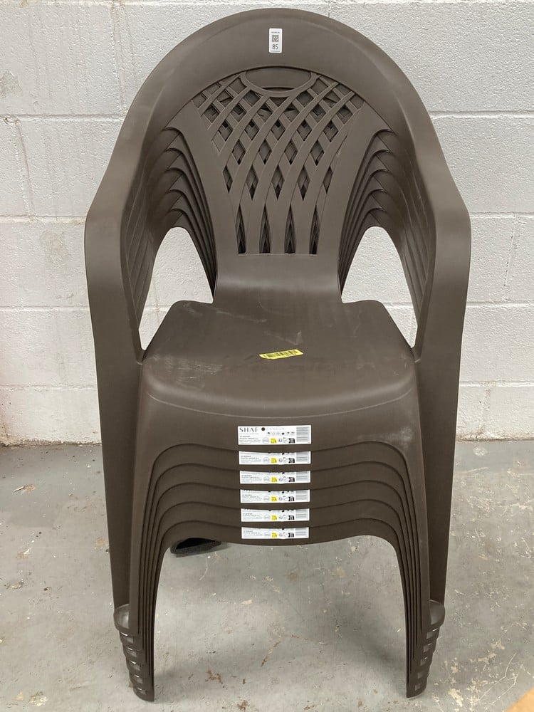 SET OF 6 BROWN GARDEN CHAIRS